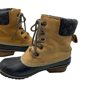 Sorel Women's Slimpack Lace Up Leather Brown Waterproof Duck Winter Boot Size 6